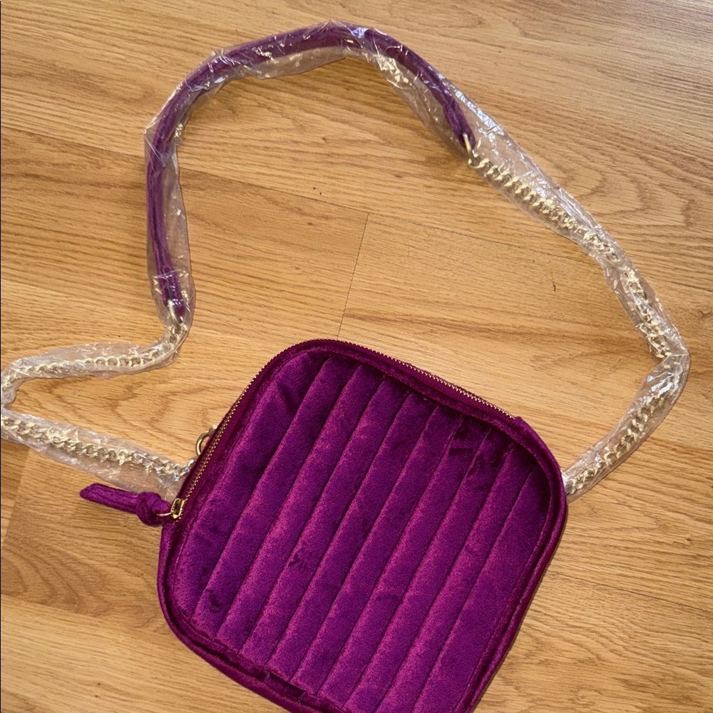 NEW J Jill Purple Quilted Crossbody Bag Velvet Sugarbeet